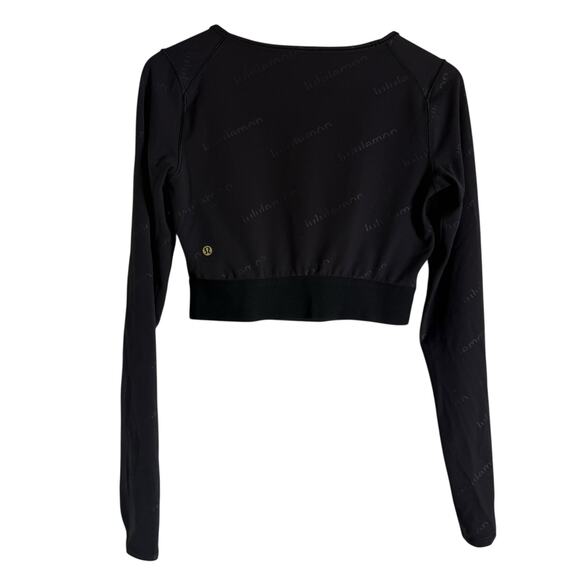 Lululemon Wunder Train Cropped Special Edition Black Logo Long Sleeve Top 6 - Picture 6 of 6